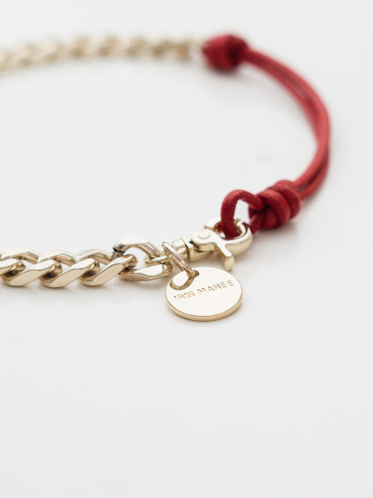 Soft Gold Plated + Red Cord Detail