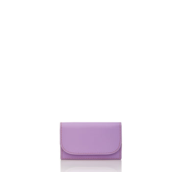 Julian Petit Floral Purple card case with inside pocket made environmentally conscious material Kayla Fabric