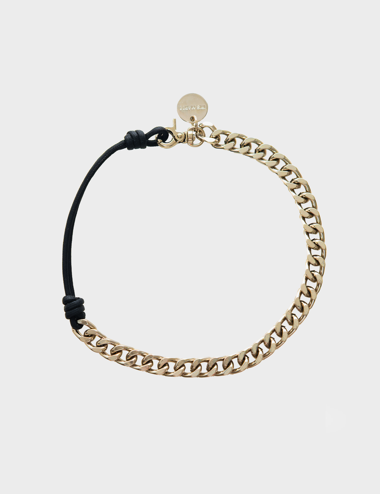 Soft Gold Plated + Black Cord Detail