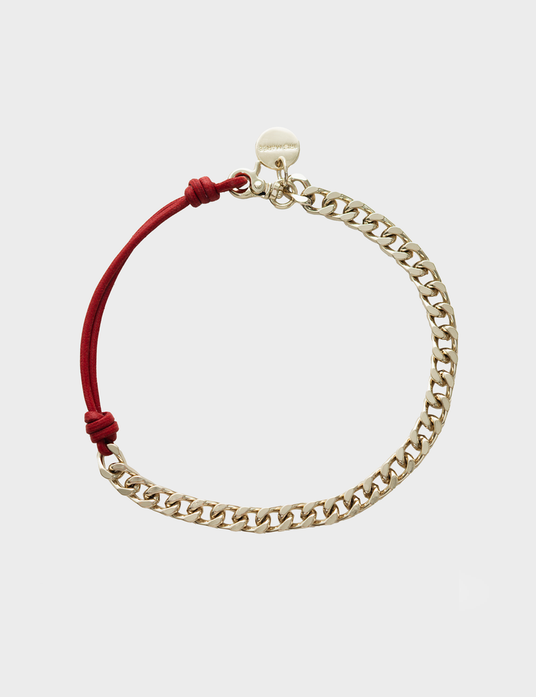 Soft Gold Plated + Red Cord Detail